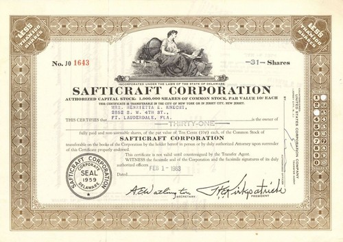 Safticraft corp 1963 dated - safticraft,